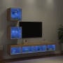 Muebles TV pared con LED 5 pzas madera ingeniería roble Sonoma