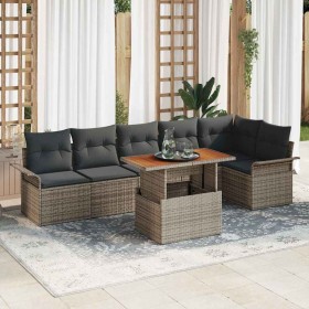 Conjunto de sofá de jardín 7 pcs Gris 100 x 55 x 73 cm