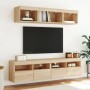 Muebles TV pared con LED 5 pzas madera ingeniería roble Sonoma
