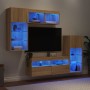 Muebles TV pared con LED 5 pzas madera ingeniería roble Sonoma