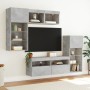 Muebles TV pared con LED 5 pzas madera ingeniería gris hormigón
