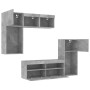 Muebles TV pared con LED 5 pzas madera ingeniería gris hormigón