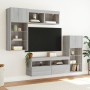 Muebles TV pared con LED 5 pzas madera ingeniería gris Sonoma