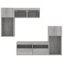 Muebles TV pared con LED 5 pzas madera ingeniería gris Sonoma