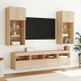 Muebles TV pared con LED 5 pzas madera ingeniería roble Sonoma