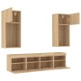 Muebles TV pared con LED 5 pzas madera ingeniería roble Sonoma