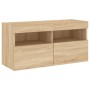 Muebles TV pared con LED 5 pzas madera ingeniería roble Sonoma