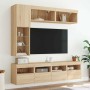 Muebles de TV de pared con luces LED 7 piezas roble sonoma