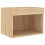 Muebles de TV de pared con luces LED 7 piezas roble sonoma