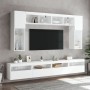 Mueble de pared de TV con luces LED 8 piezas blanco