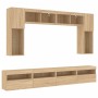 Muebles de TV de pared con luces LED 8 piezas roble sonoma