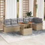 Conjunto de sofá de jardín con cojín 7 pcs beige y gris claro