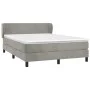 Box spring bed with light gray velvet mattress 140x200 cm by vidaXL, Beds and slatted bases - Ref: Foro24-3127373, Price: 459...