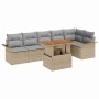 Conjunto de sofá de jardín con cojín 7 pcs beige y gris claro