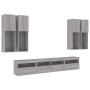 Muebles de TV de pared con luces LED 7 piezas gris sonoma