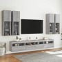 Muebles de TV de pared con luces LED 7 piezas gris sonoma