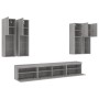 Muebles de TV de pared con luces LED 7 piezas gris sonoma