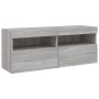 Muebles de TV de pared con luces LED 7 piezas gris sonoma