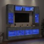 Muebles de TV de pared con luces LED 6 piezas gris hormigón