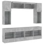 Muebles de TV de pared con luces LED 6 piezas gris hormigón
