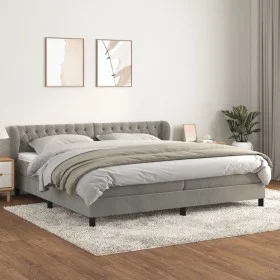 Box spring bed with light gray velvet mattress 200x200 cm by vidaXL, Beds and slatted bases - Ref: Foro24-3127691, Price: 570...