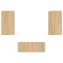 Muebles TV pared con LED 4 pzas madera ingeniería roble Sonoma