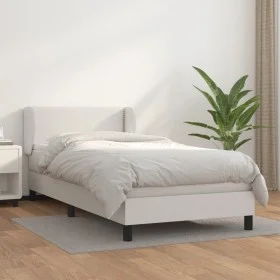 Box spring bed with white synthetic leather mattress 90x190 cm by vidaXL, Beds and slatted bases - Ref: Foro24-3127224, Price...