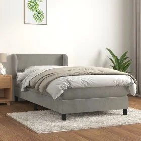 Box spring bed with light gray velvet mattress 80x200 cm by vidaXL, Beds and slatted bases - Ref: Foro24-3127337, Price: 279,...