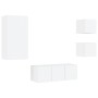Muebles de TV de pared con LED 5 pzas madera ingeniería blanco