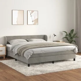 Box spring bed with light gray velvet mattress 180x200 cm by vidaXL, Beds and slatted bases - Ref: Foro24-3127385, Price: 519...
