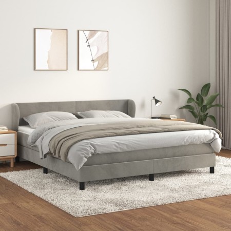 Box spring bed with light gray velvet mattress 180x200 cm by vidaXL, Beds and slatted bases - Ref: Foro24-3127385, Price: 521...