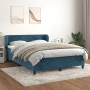 Box spring bed with dark blue velvet mattress 140x190 cm by vidaXL, Beds and slatted bases - Ref: Foro24-3127371, Price: 423,...