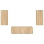 Muebles de TV de pared con luces LED 3 piezas roble Sonoma