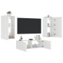 Muebles de TV de pared con luces LED 3 piezas blanco