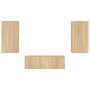 Muebles de TV de pared con luces LED 3 piezas roble Sonoma