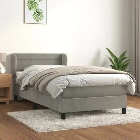 Box spring bed with light gray velvet mattress 90x190 cm by vidaXL, Beds and slatted bases - Ref: Foro24-3127523, Price: 304,...