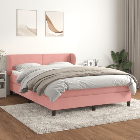 Box spring bed with pink velvet mattress 140x190 cm by vidaXL, Beds and slatted bases - Ref: Foro24-3127372, Price: 447,65 €,...