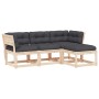 Juego de muebles de jardín 4 pzas y cojines madera maciza pino
