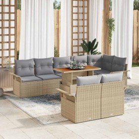 Conjunto de sofá de jardín con cojín 9 pcs beige y gris claro
