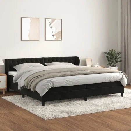 Cama box spring con colchón terciopelo negro 200x200 cm de vidaXL, Camas y somieres - Ref: Foro24-3127693, Precio: 602,20 €, ...