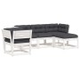Set muebles jardín 5 pzas con cojines madera maciza pino blanco