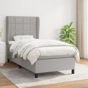 Box spring bed with light gray fabric mattress 90x200 cm by vidaXL, Beds and slatted bases - Ref: Foro24-3127933, Price: 361,...
