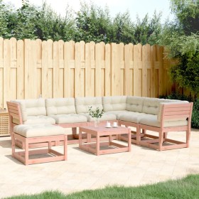Juego de muebles jardín 7 pzas y cojines madera abeto Douglas