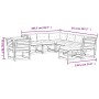 Set muebles jardín 8 pzas con cojines madera pino marrón cera