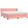 Box spring bed with pink velvet mattress 180x200 cm by vidaXL, Beds and slatted bases - Ref: Foro24-3127630, Price: 497,09 €,...