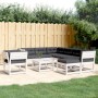 Set muebles jardín con cojines 8 pzas madera maciza pino blanco