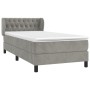 Box spring bed with light gray velvet mattress 90x190 cm by vidaXL, Beds and slatted bases - Ref: Foro24-3127649, Price: 314,...