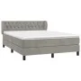 Box spring bed with light gray velvet mattress 140x190 cm by vidaXL, Beds and slatted bases - Ref: Foro24-3127667, Price: 455...