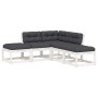 Set sofás jardín 5 pzas con cojines madera maciza pino blanco