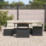 Conjunto de sofá de jardín con cojín 7 pcs Negro y crema